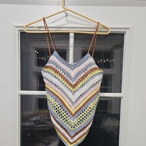 Multicolor Crochet Halter Top